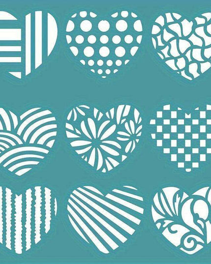 Delightful Mini Heart Stencil Set - Nine Grid Designs for Creative Scrapbooking and DIY Projects