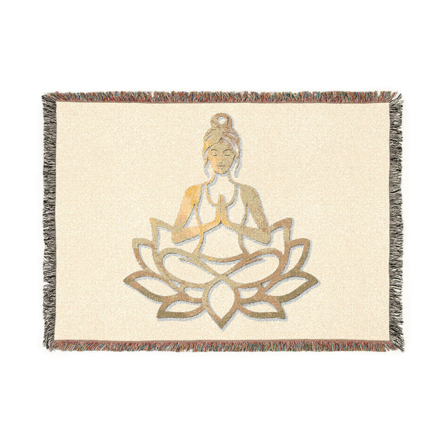 Printify Meditation Buddha Woven Blanket - Cozy Yoga Throw, Lotus Desi