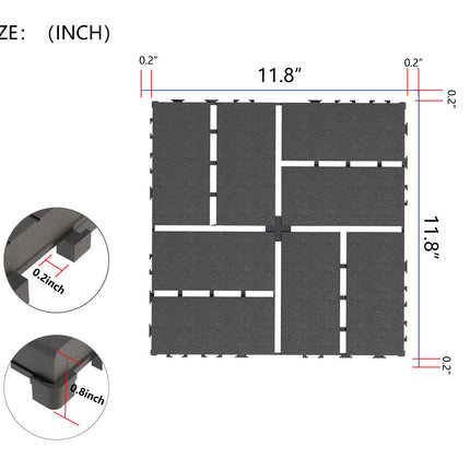 Room and Decor 44 Pack Waterproof Interlocking Deck Tiles - Dark Grey