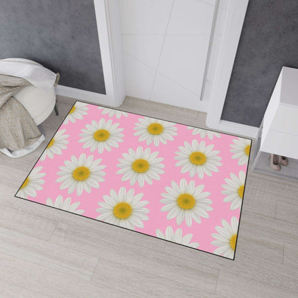 Chic Pink Daisy Personalized Area Rug with Non-Slip Backing - Luxurious Design