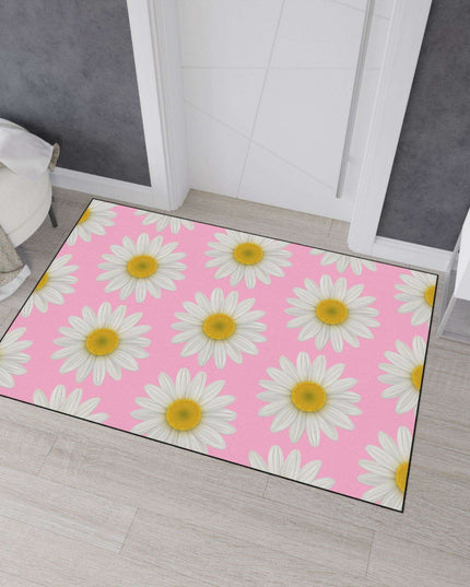 Chic Pink Daisy Personalized Area Rug with Non-Slip Backing - Luxurious Design