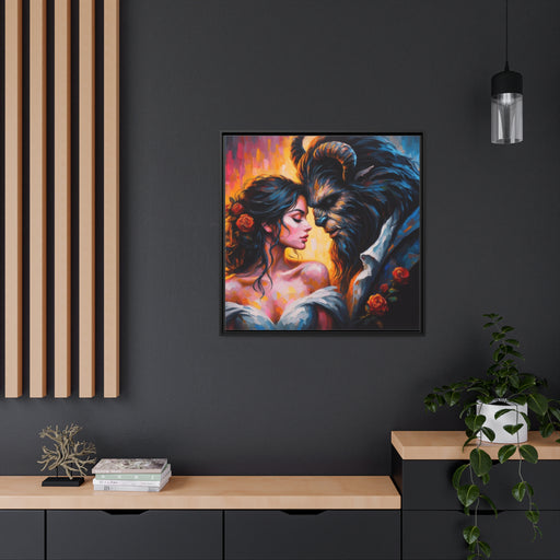 Beauty and the Beast Matte Canvas Pinewood Frame