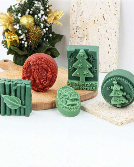 Elegant Holiday Candle Making Set: Santa Bell & Christmas Tree Molds