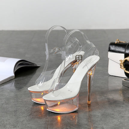 Peekaboo Studio Sexy Super High Heels Luminous Stiletto Platform Sanda