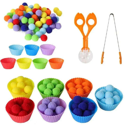 Rainbow Woodland Montessori Educational Toy - Wood & Wool Learning Board