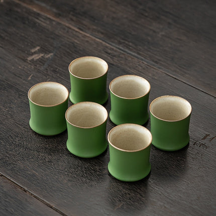 Ceramic Bamboo Green Bamboo Tea Household Landscape Cup Lid