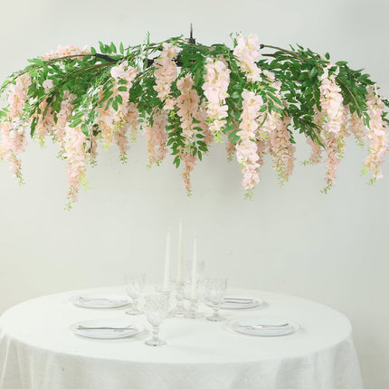 AliKopy 55" Blush Silk Wisteria Vine Canopy - Interchangeable Branches