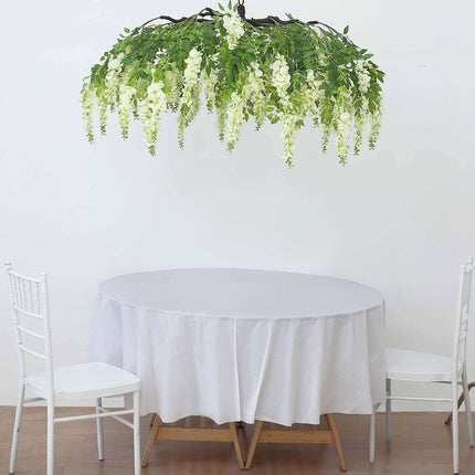 AliKopy 55" Cream Silk Wisteria Vine Chandelier - Interchangeable Bran