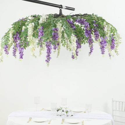 AliKopy 55" Cream Purple Silk Wisteria Vine Canopy with Interchangeabl