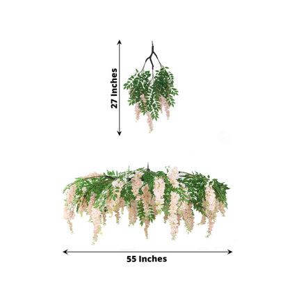 AliKopy 55" Blush Silk Wisteria Vine Canopy - Interchangeable Branches