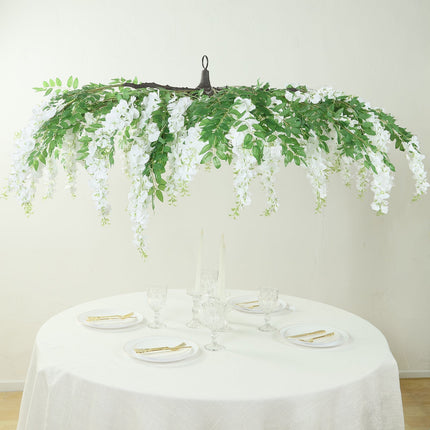 AliKopy 55" White Silk Wisteria Vine Canopy - Interchangeable Branches