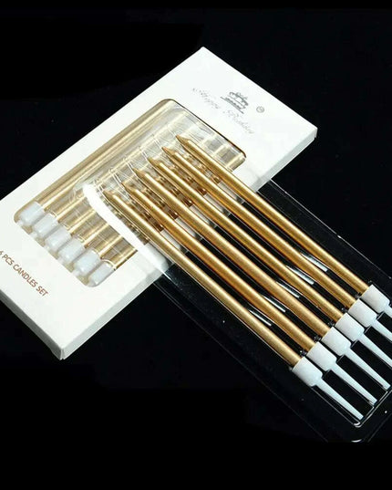 Metallic Birthday Candle Set - 6pcs Chrome Gold & Silver Cake Decorations for Weddings and Baby Showers