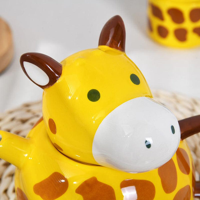 Whimsical Giraffe Cartoon Ceramic Mug Set