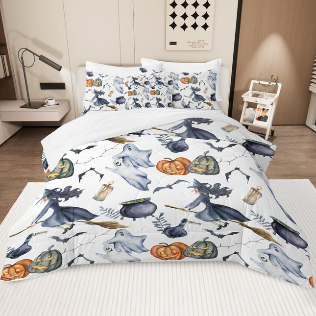 Peekaboo Studio 8-Piece Halloween Comforter Set with Witch Pattern