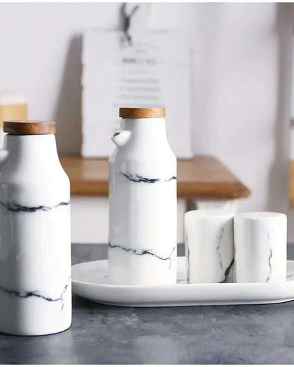 Marble Ceramic Oil and Vinegar Sauce Pot Dispenser