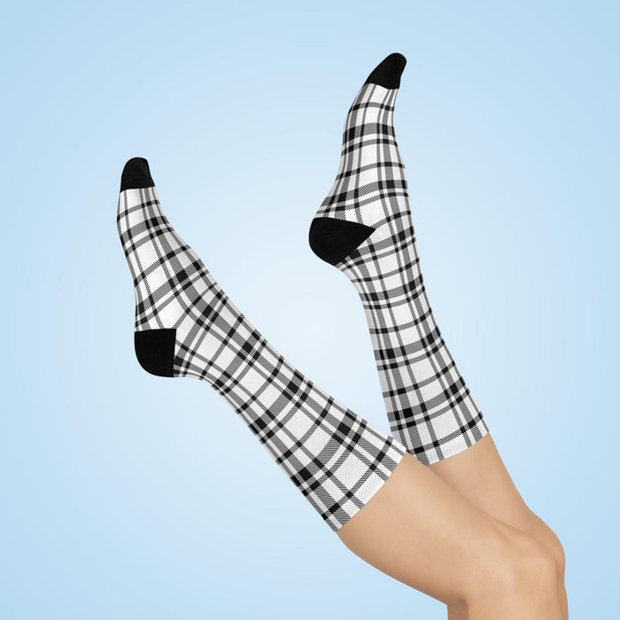 Plush Plaid Print Crew Socks - Luxe Comfort Fusion