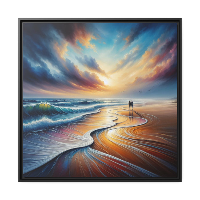 Elegant Coastal Love Matte Canvas in Black Pinewood Frame