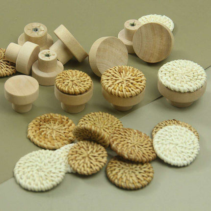 Natural Elegance Handcrafted Rattan Drawer Pulls - Circular Artisan Handles for Stylish Home Accents