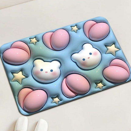 Elegant 3D Floral Design Quick-Dry Bath Mat