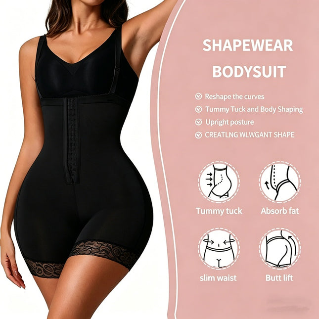 Women's High Compression Faja Bodysuit – Lace Trim & Adjustable Straps