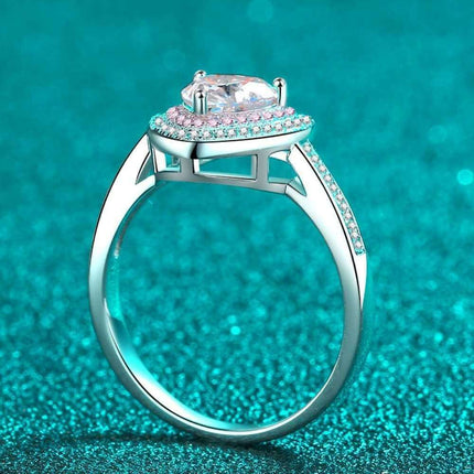Charming Heart-Shaped Lab-Diamond Ring with Dazzling Zircon Highlights