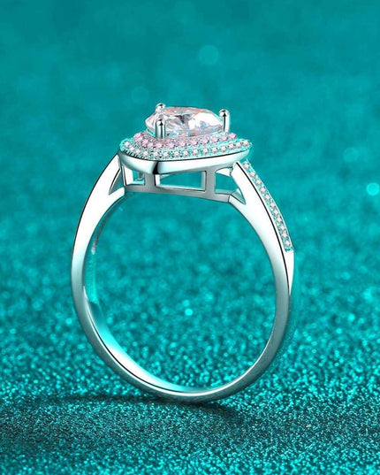 Charming Heart-Shaped Lab-Diamond Ring with Dazzling Zircon Highlights