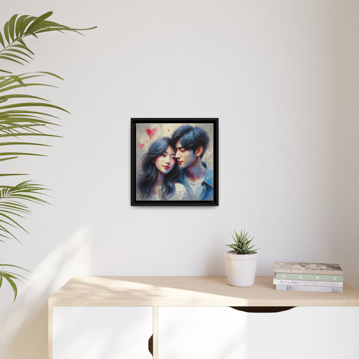 Elegant Valentine Matte Canvas Print Set in Sleek Black Pinewood Frame