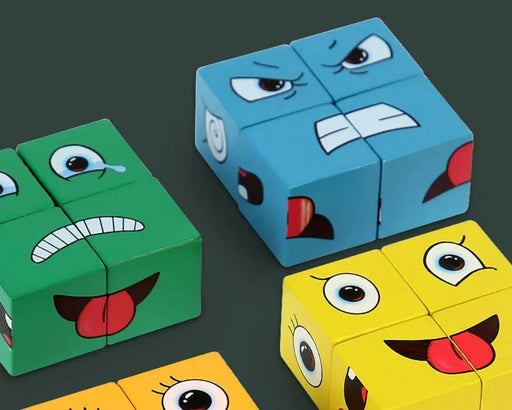 Colorful Cube Puzzle Game with Emoticon Cards