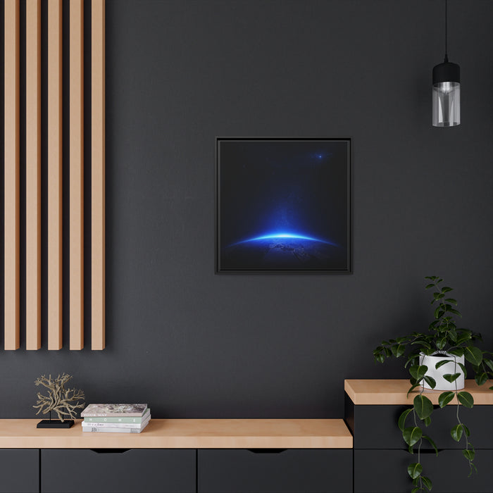 Eco-Chic Canvas Art: Timeless Earthscape Piece in Black Pinewood Frame