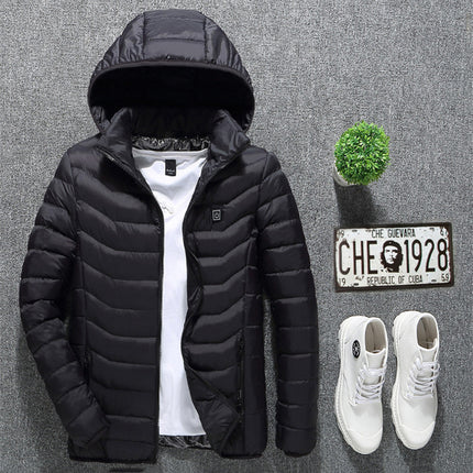 Winter Heated Jacket USB Electric Cotton Coat Zip-up Heater Thermal Cl