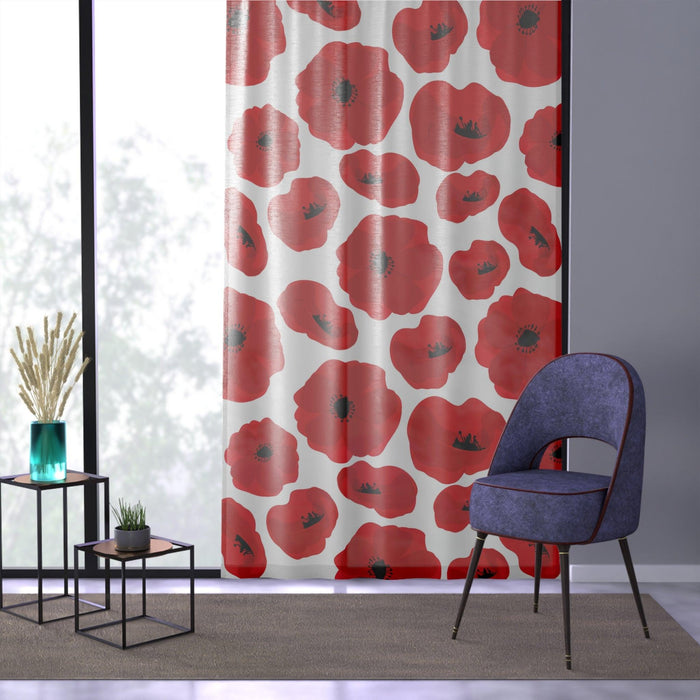 Personalized Red Poppies Custom Window Curtains