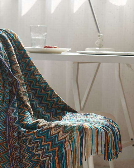 Nordic Luxe Knitted Throw Blanket with Timeless Stripes and Superior Polyester Craftsmanship