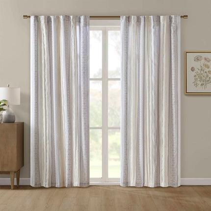 Room & Decor Tufted Stripe Printed Curtain Panel, Lined, 50x95