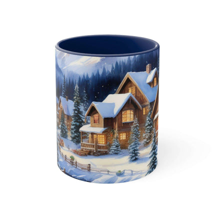 Colorful Holiday Cheer Ceramic Coffee Mug - 11oz Two-Tone Design