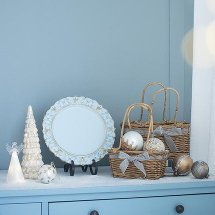 Room & Decor Set of 6 White Glass Christmas Ball Ornaments - 3.9" Diam