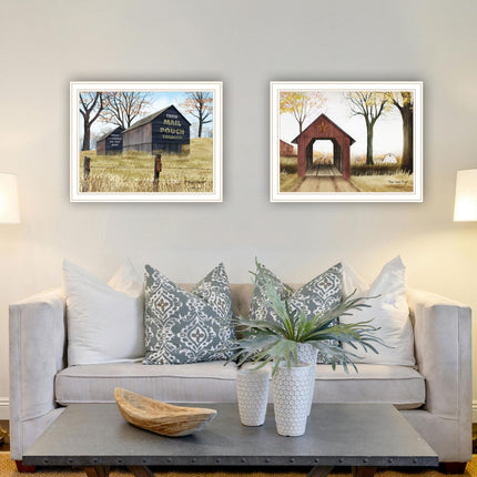 Billy Jacobs 2-Piece Framed Wall Art Set - Barn & Bridge Design, Multi