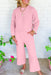 Pink Quilted Lounge Set with Coordinating Bottoms