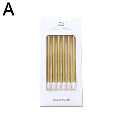 Metallic Birthday Candle Set - 6pcs Chrome Gold & Silver Cake Decorations for Weddings and Baby Showers