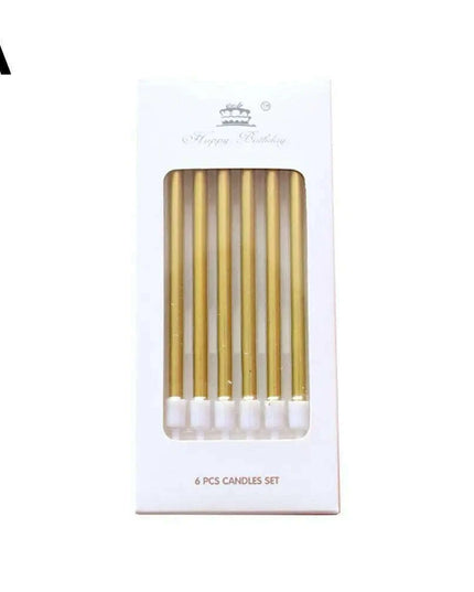 Metallic Birthday Candle Set - 6pcs Chrome Gold & Silver Cake Decorations for Weddings and Baby Showers