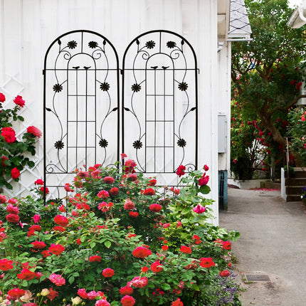 Room and Decor 2 Pack Rustproof Metal Garden Trellis, 86.7" Black