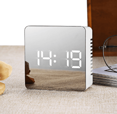 Sleek LED Mirror Alarm Clock with Temperature & Night Mode for Stylish Mornings