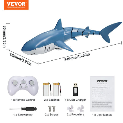 VEVOR Remote Control Shark Toy - 2.4 GHz High Speed RC Boat for Kids