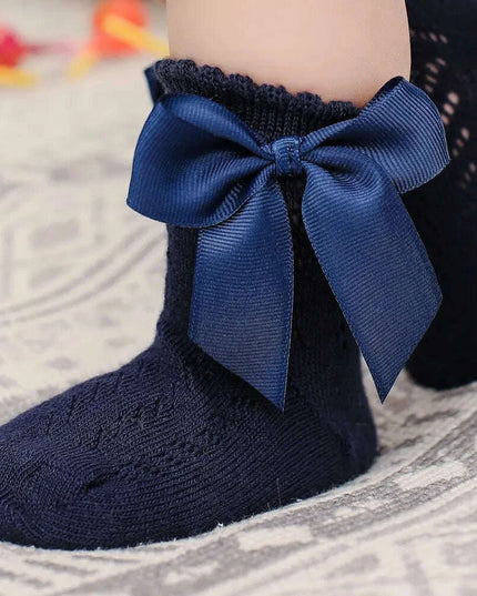 Adorable Cotton Baby Girl Socks with Stylish Bows - Breathable Short Socks