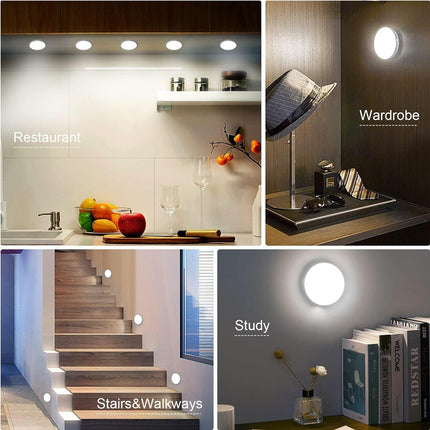 6 Pack Under Cabinet Lights Puck Lights 16 LEDs Wireless Motion Sensor