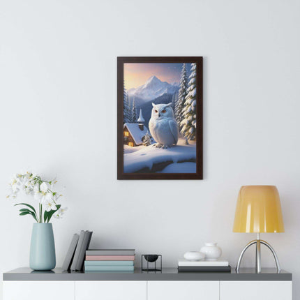 Sustainable Winter Owl Framed Wall Art: Elegant Eco-Friendly Decor for Your Home