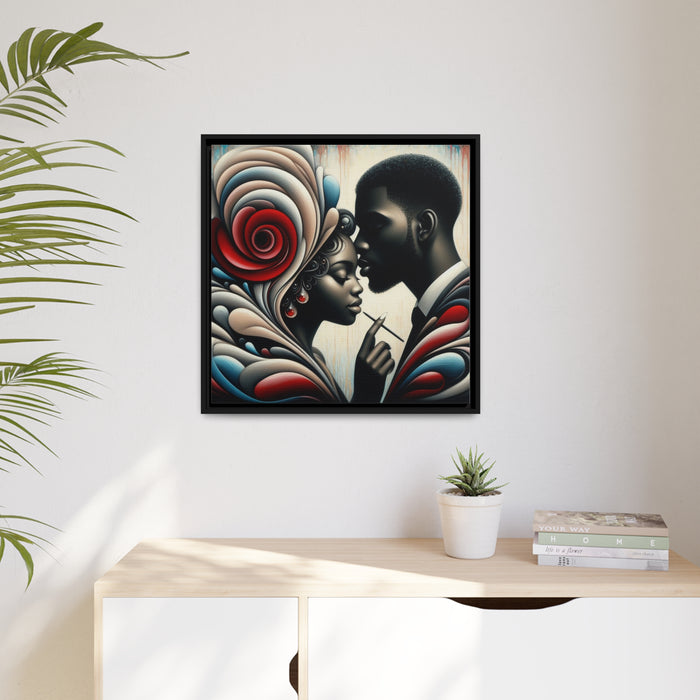 Elite Romance Matte Canvas Art in Black Pinewood Frame
