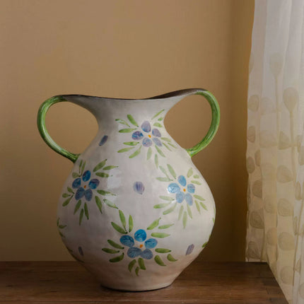 Ceramic Ethnic Decorative Vase for Home and Office Desktop 29x23 cm