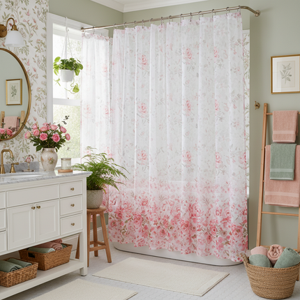 Botanical Mesh Sheer Curtain | Light-Filtering, 18 Patterns, 4 Sizes