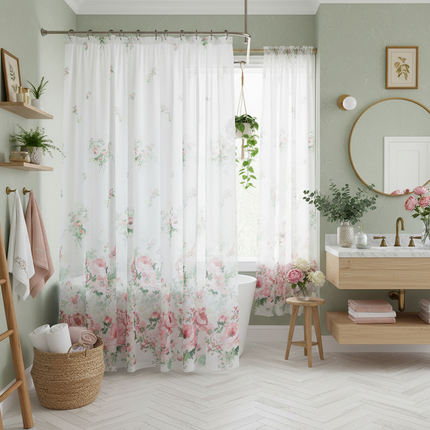 Botanical Mesh Sheer Curtain | Light-Filtering, 18 Patterns, 4 Sizes