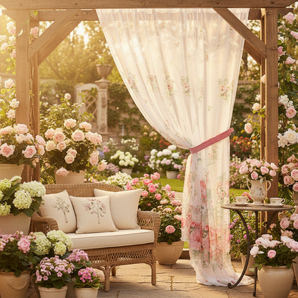 Botanical Mesh Sheer Curtain | Light-Filtering, 18 Patterns, 4 Sizes